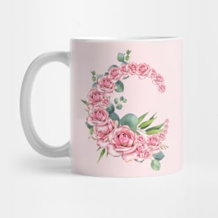 C of Roses Initial Pretty Pink Roses Mug